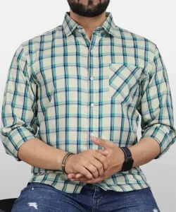 Men Regular Fit Checkered Spread Collar Formal Shirt